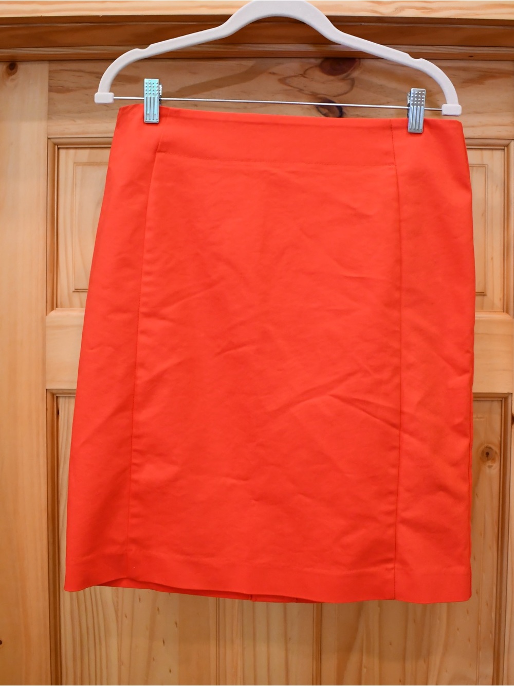 Versona Cotton Pencil Skirt Coral Orange Red 10